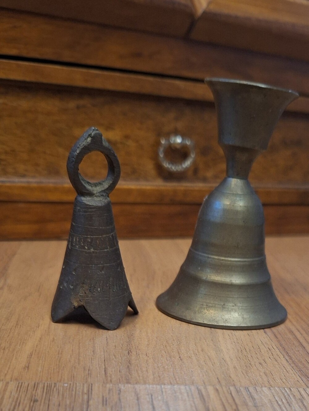 2 Vintage Brass Bells, Candle Holder